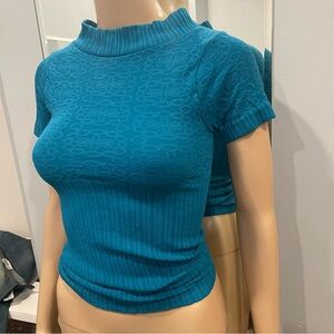 F&F Blue Textured Short Sleeve Top